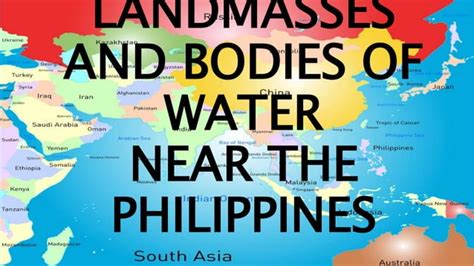 Map of Landmasses and Bodies of Water near the Philippines.